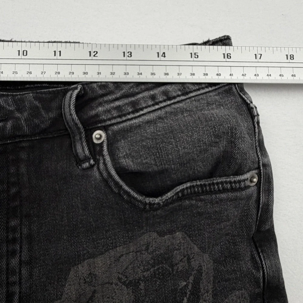 Ksubi Chitch Rose Graphic Slim Fit Jeans Washed Black Denim Mens 33